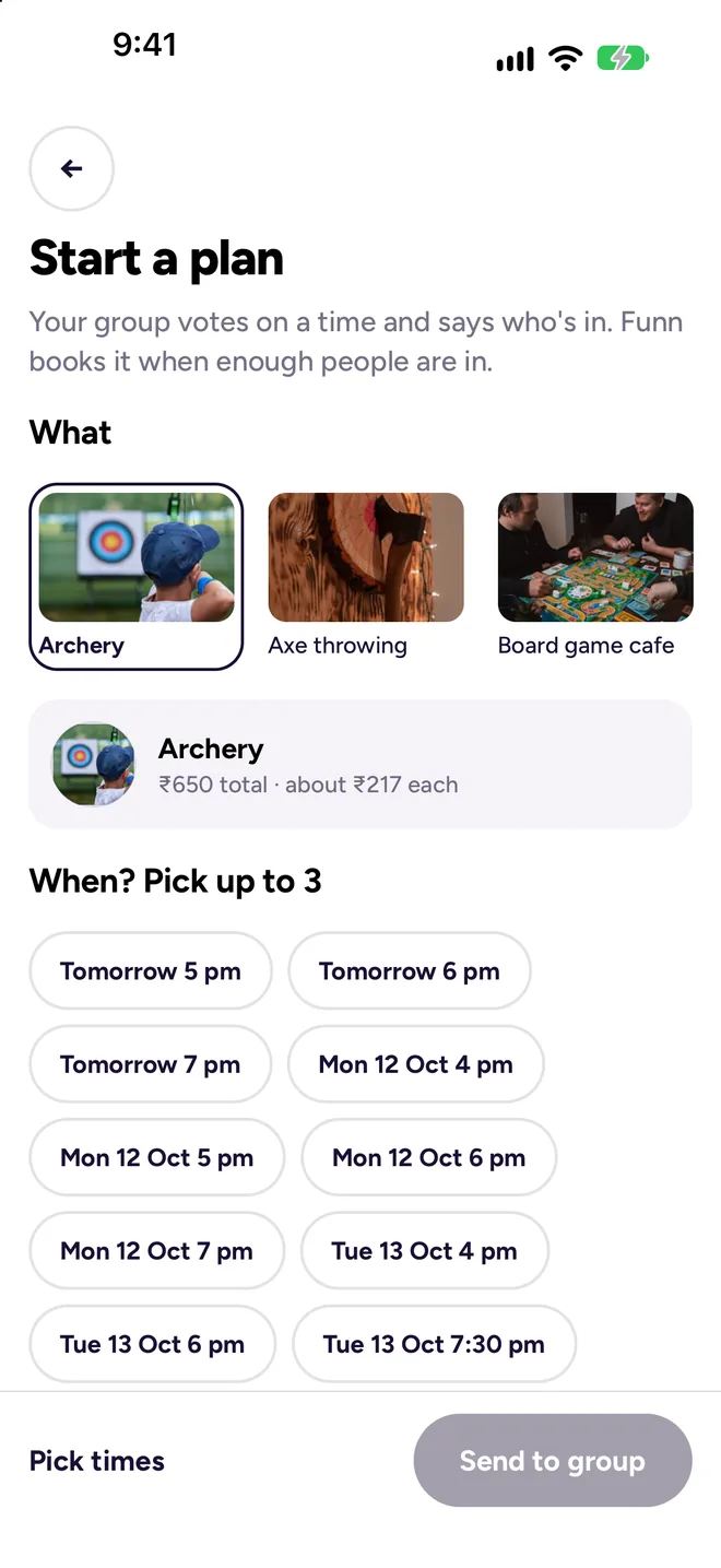 Start a plan and let the group vote